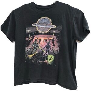 Rings Of Saturn Shirt Mens XL Black Alien Invasion Graphic Band Metal Tee